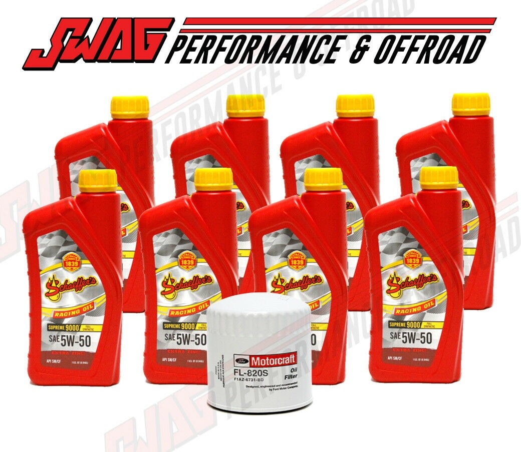 Schaeffer Supreme 9000 5W-50 Oil & Motorcraft FL820S For 11-12 Mustang 5.4L