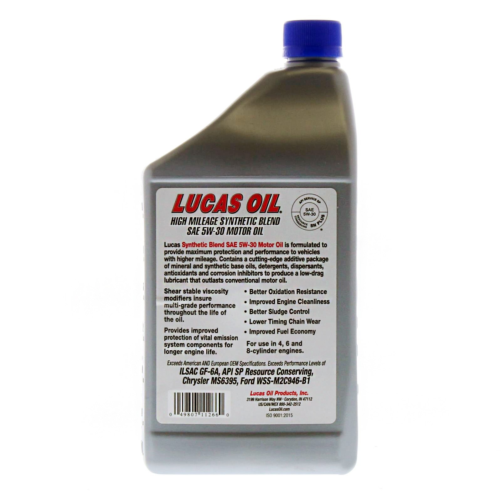 Lucas Oil SAE 5W-30 API SP High Mileage Synthetic Blend Engine Motor Oil 1 Quart