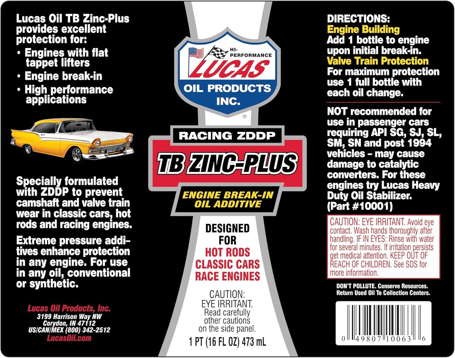 Lucas Oil 10063 Engine Break-In Oil Additive – 16 Oz for Enhanced Performance