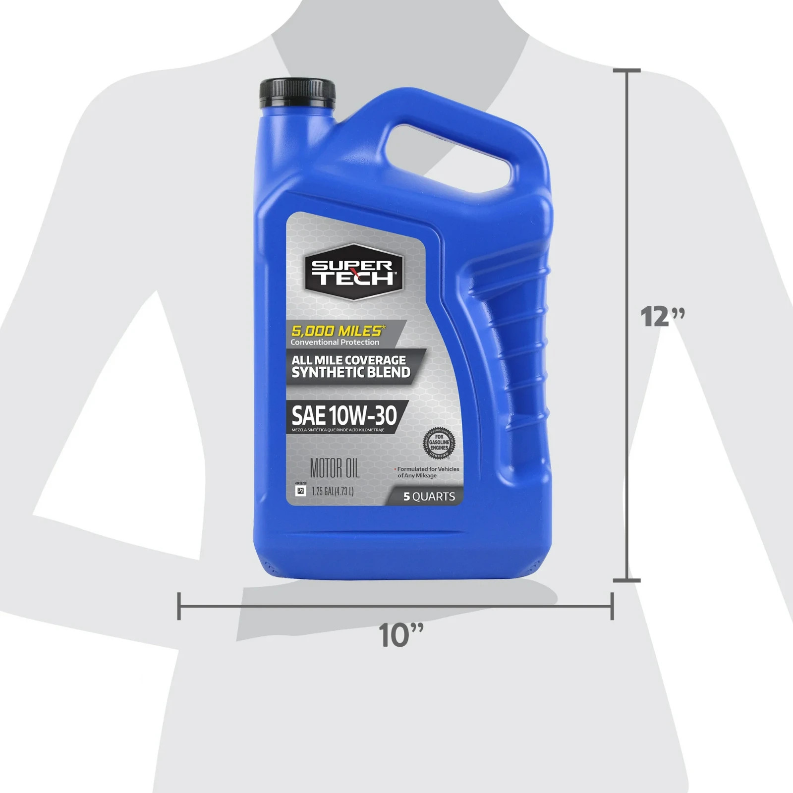 Super Tech All Mileage Synthetic Blend Motor Oil SAE 10W-30, 5 Quarts