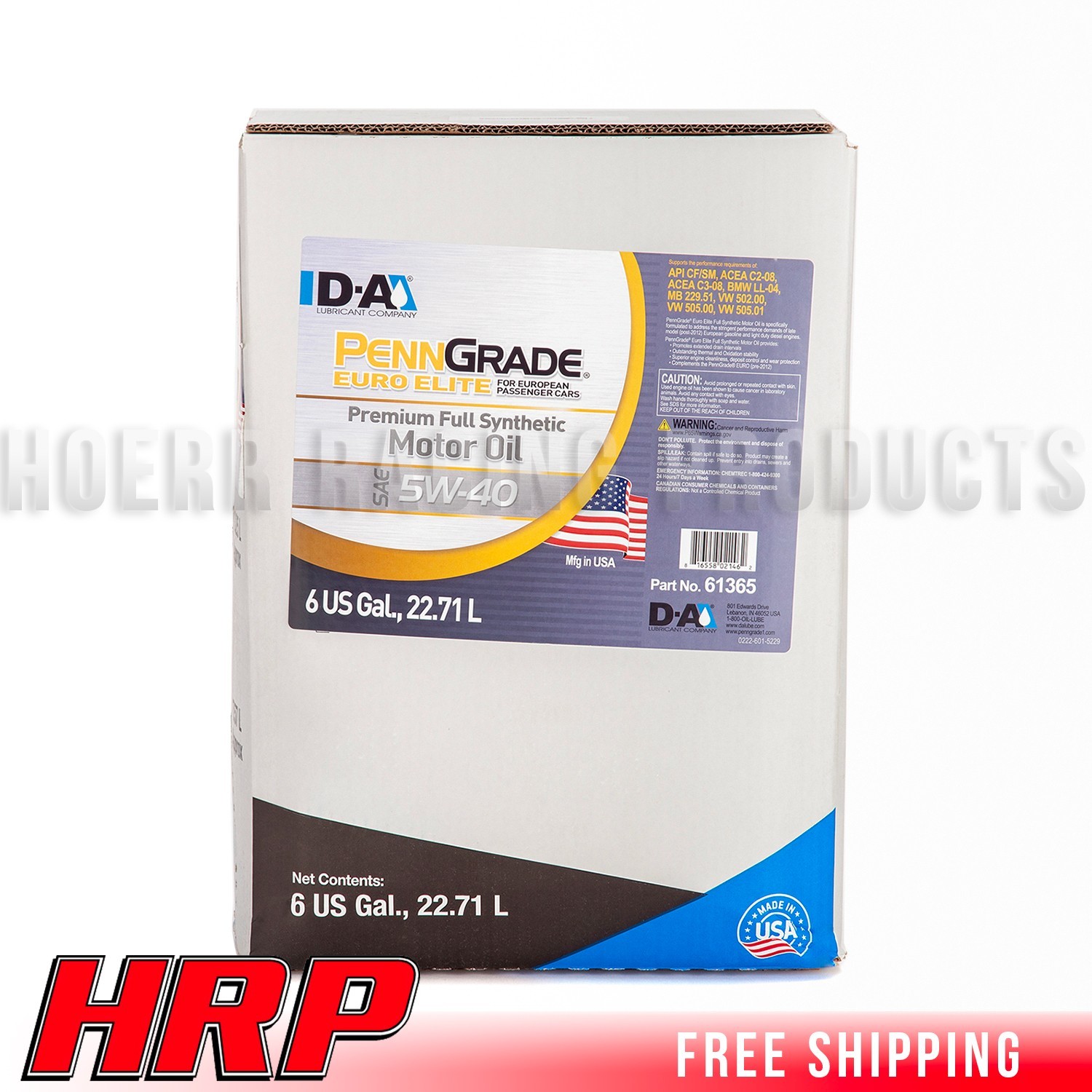 PENN GRADE 1 | 61365 | Euro Elite Full Synthetic Motor Oil SAE 5W-40 | 6 Gallon
