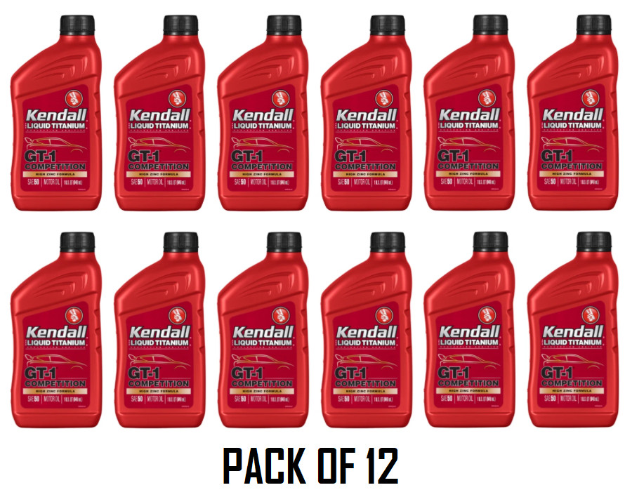 Kendall Titanium SAE 50W GT-1 Competition Motor Oil; Case of 12 -1 Quart Bottles