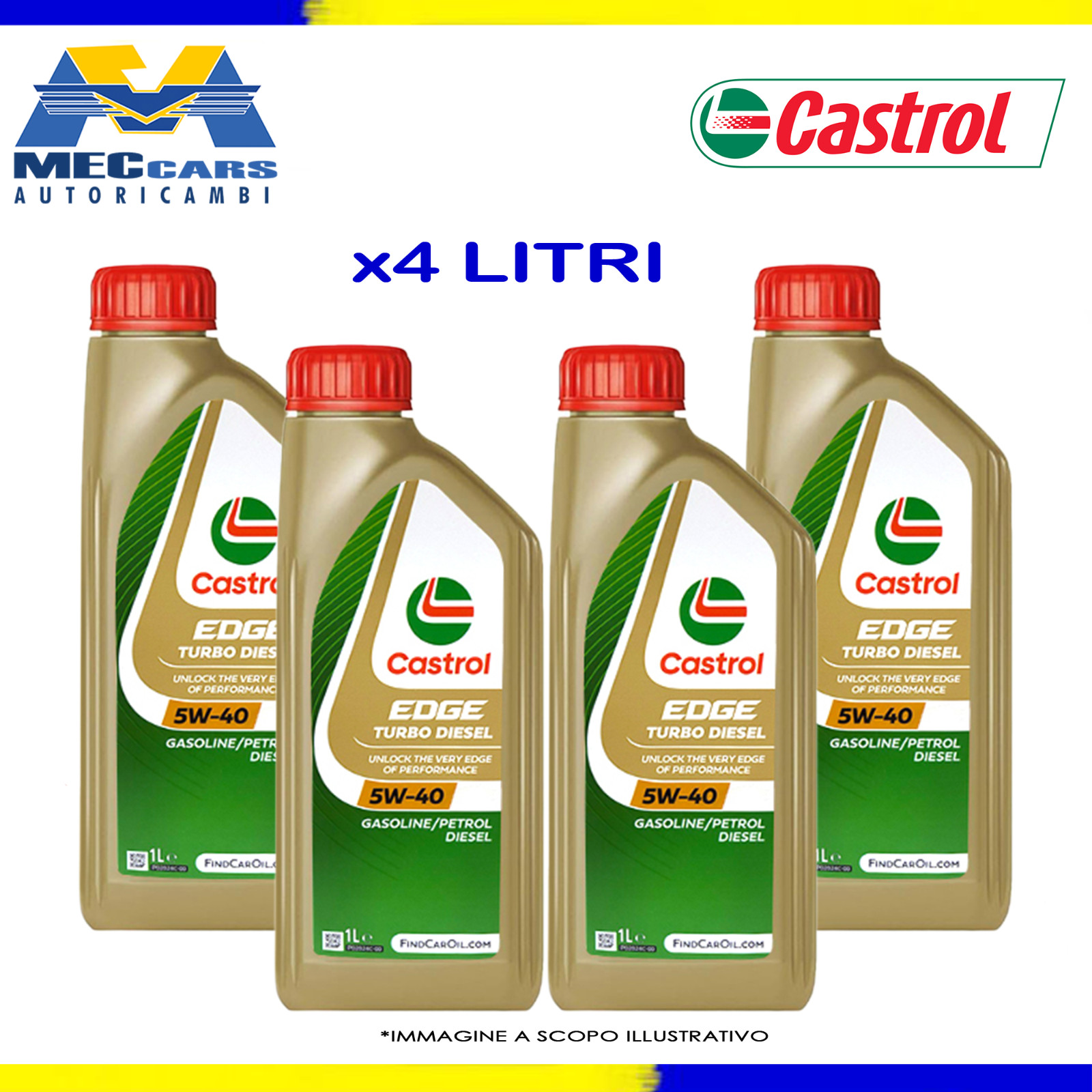 4 LITRI CASTROL EDGE TITANIUM TURBO DIESEL 5W40 OLIO MOTORE SINTETICO MB PSA VW
