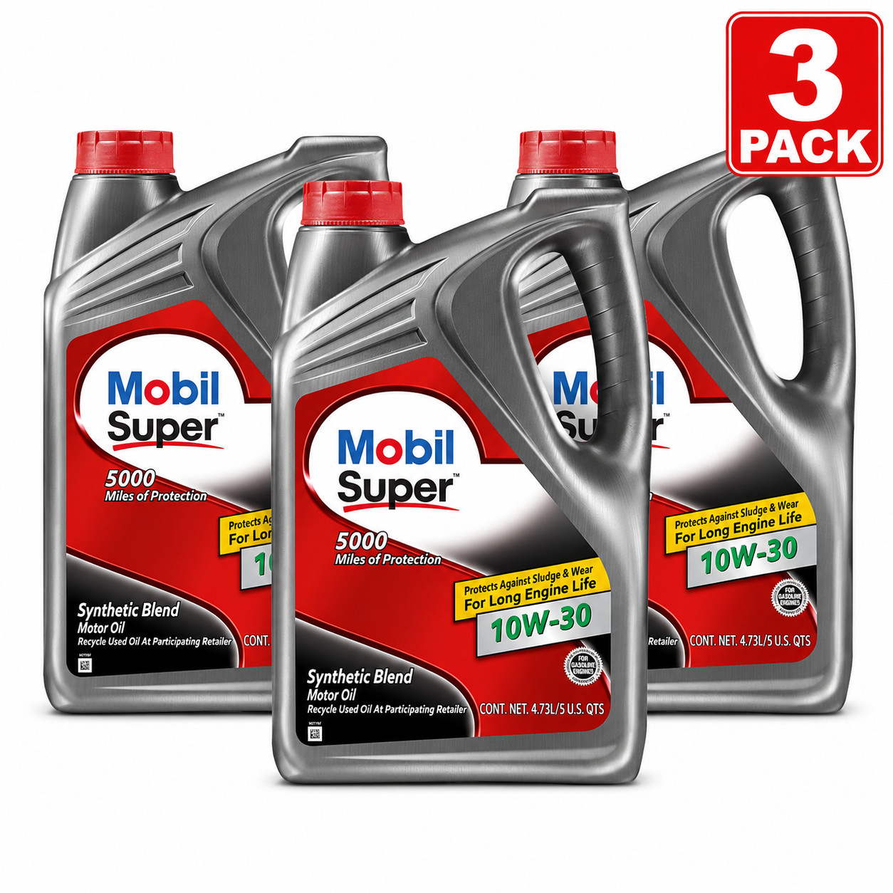 MOBIL 124406 Super 10W-30; Mobil Super; Synthetic Blend; SAE 10W-30; 5 Quart