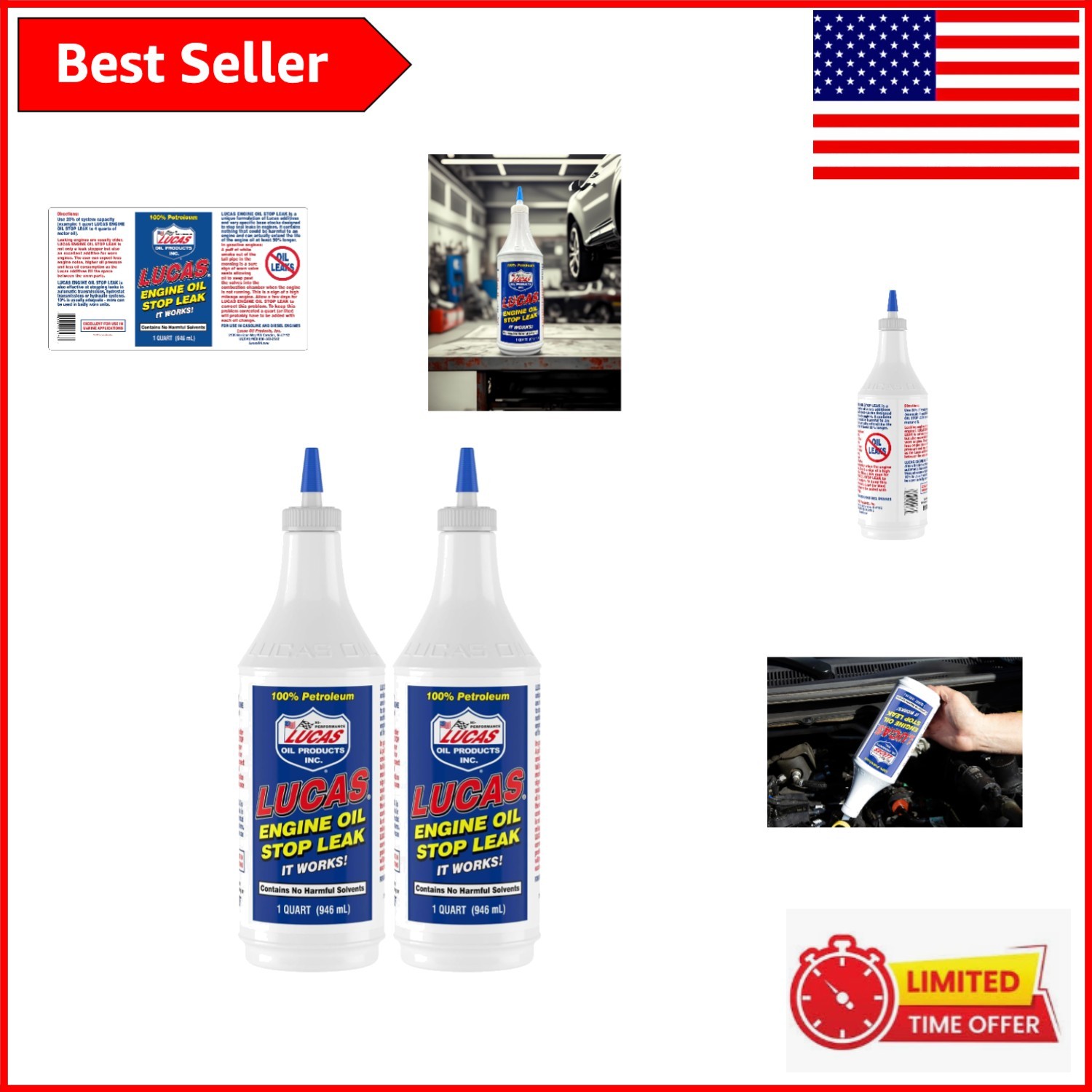 Lucas Engine Oil Stop Leak – 2 Quart Pack for Enhanced Engine Performance
