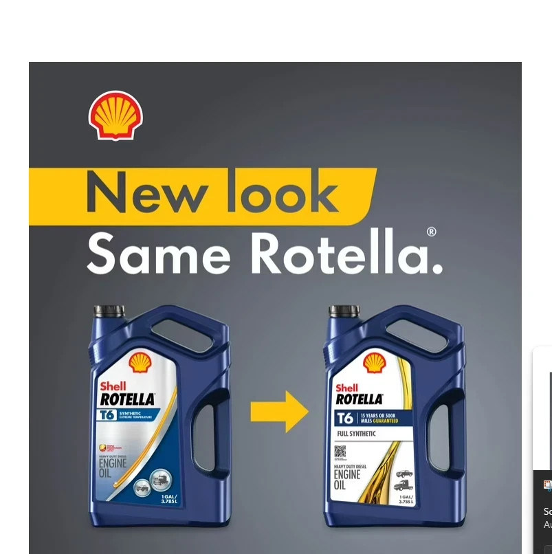 (2 PACK) Shell ROTELLA T6 Diesel Engine Full Synthetic 15W-40 Motor Oil 1 Gallon