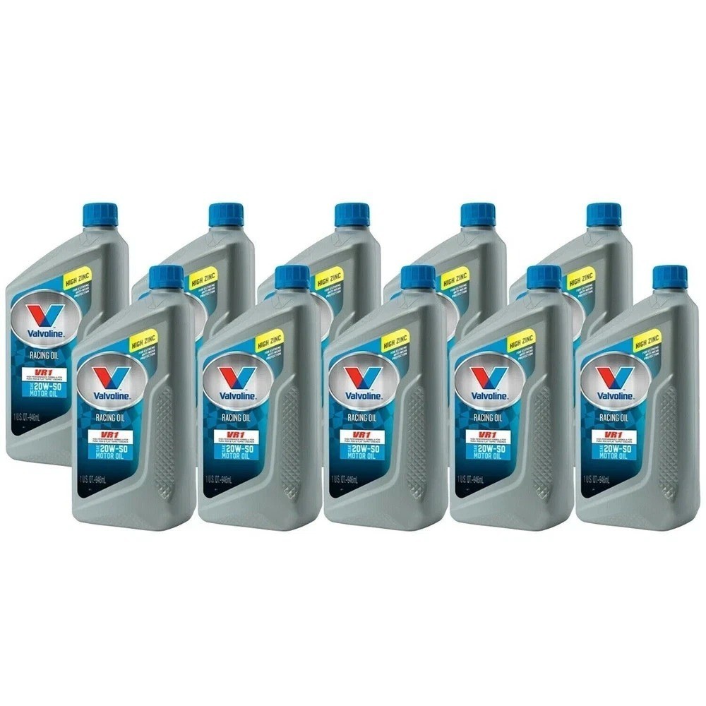 Valvoline Set of 10 Quarts VR1 Racing Engine Motor Oil SAE 20W-50 High Zinc