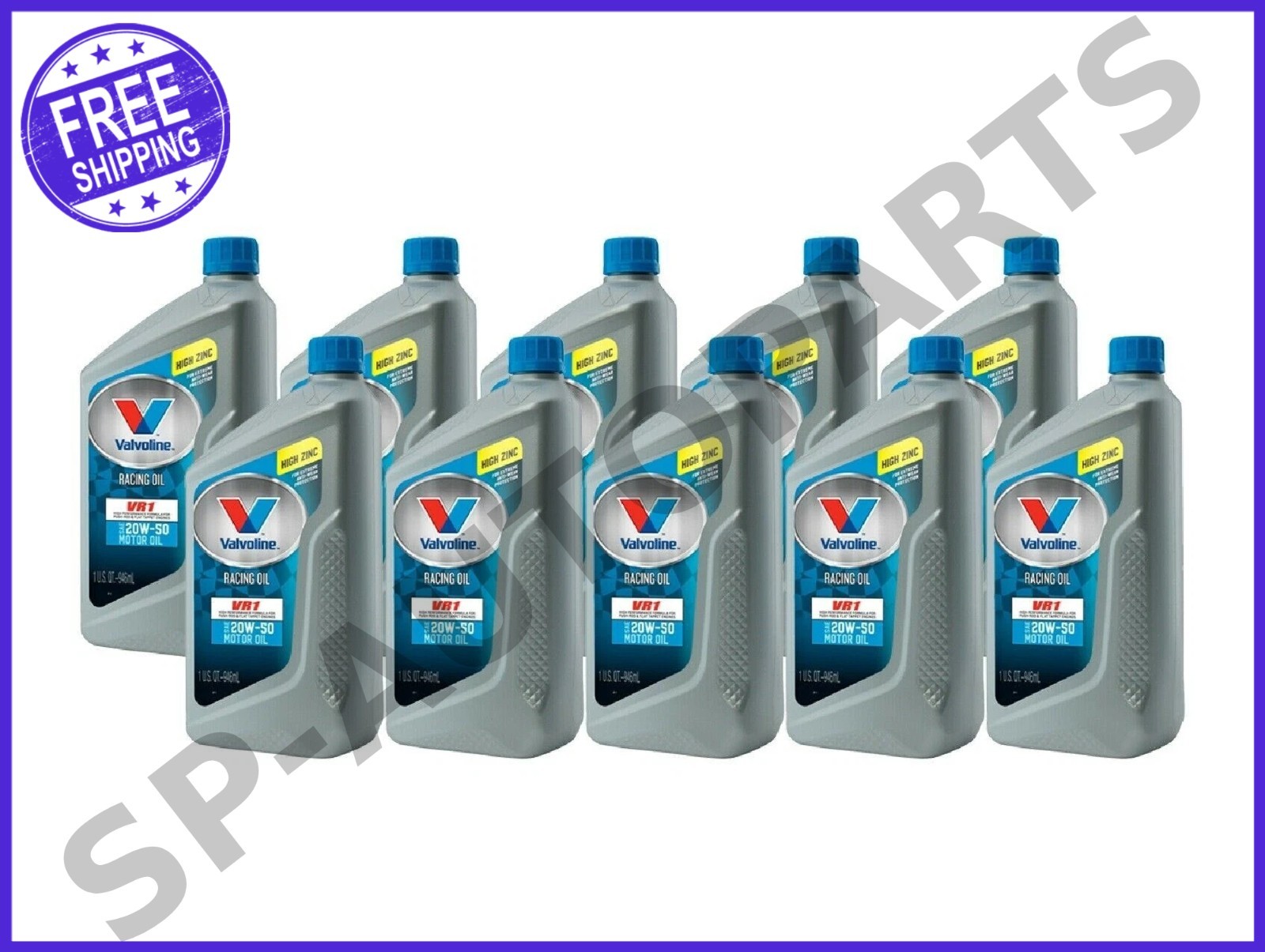 Valvoline Set of 10 Quarts VR1 Racing Engine Motor Oil SAE 20W-50 High Zinc