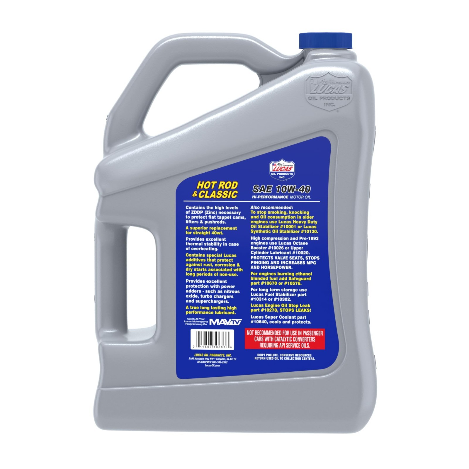 High-Performance 10W-40 Motor Oil for Hot Rods & Classic Cars – 5 Quart