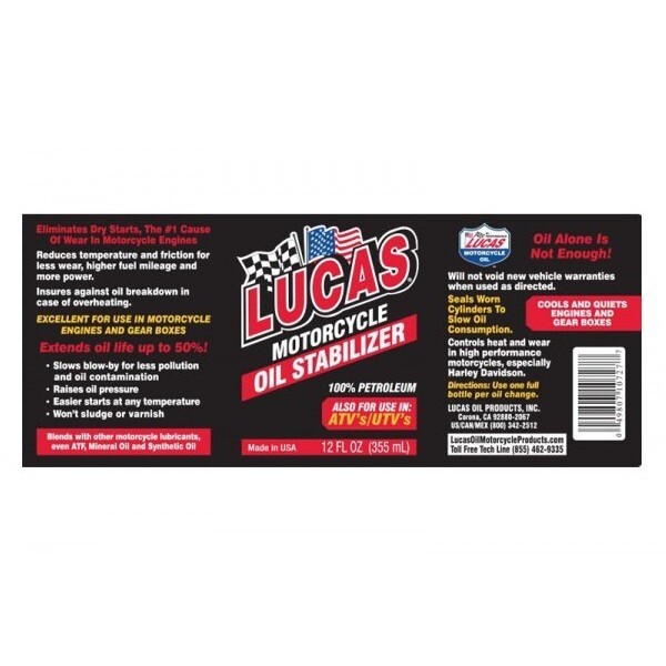 Lucas Oil® 10727 – Motorcycle & ATV/UTV Oil Stabilizer 12oz