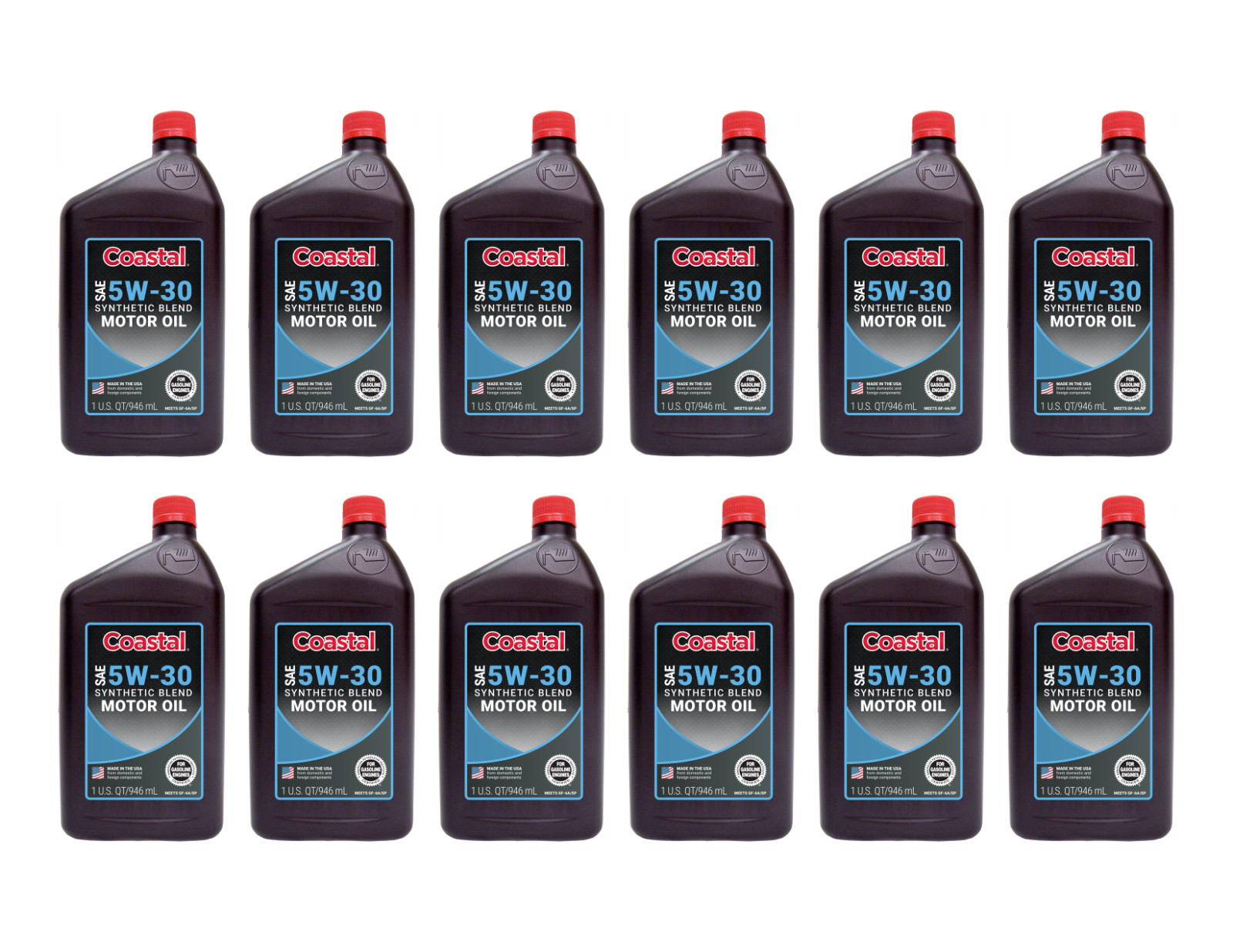 Coastal 5W-30 Synthetic Blend Motor Oil, Case of 12 – 1 Quart Bottles | 01701