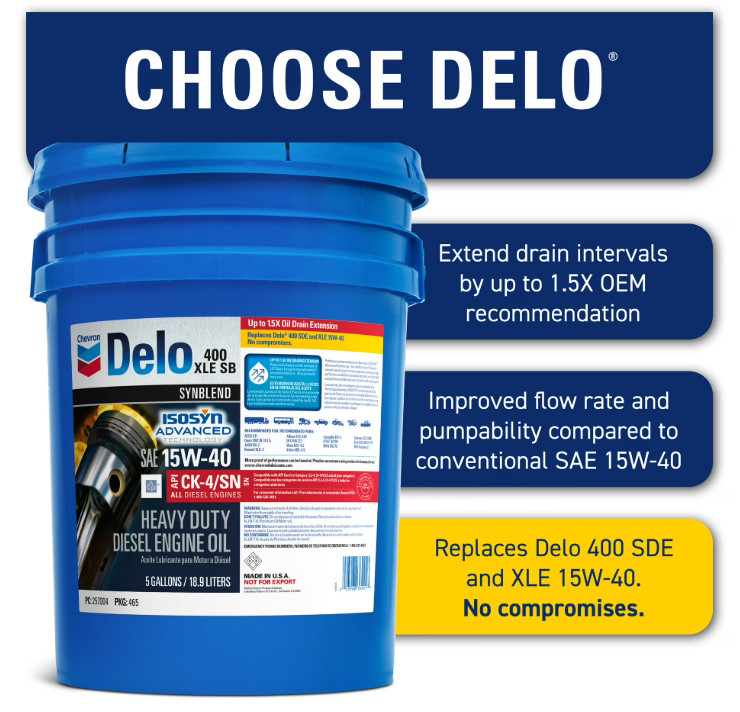 Chevron Delo 15W-40 SynBlend Heavy Duty Diesel Engine Oil, 5 Gallon