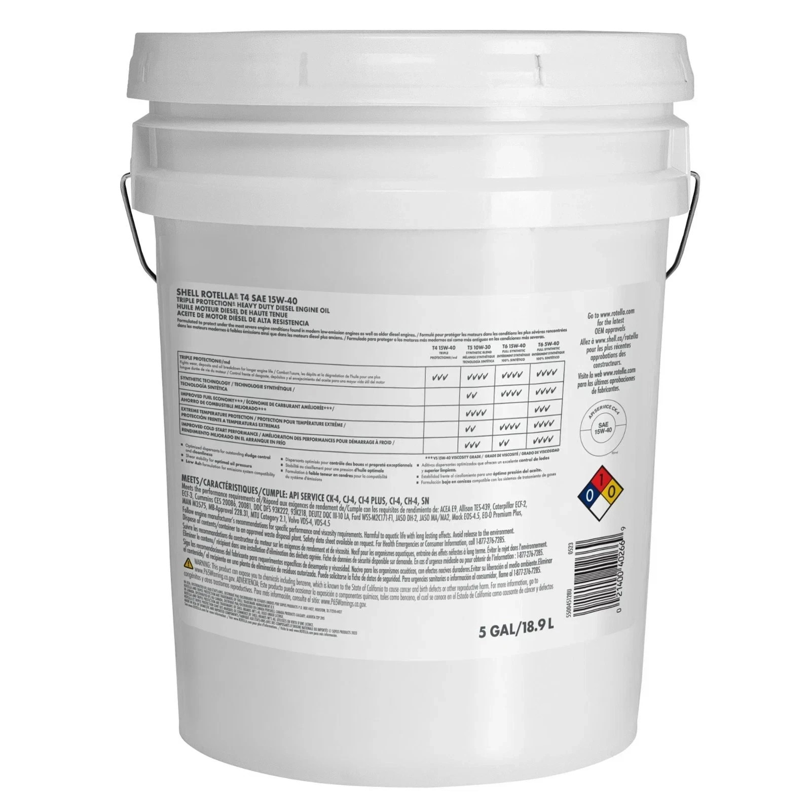 Shell ROTELLA T4 Triple Protection Diesel Conventional Engine Oil 15W-40