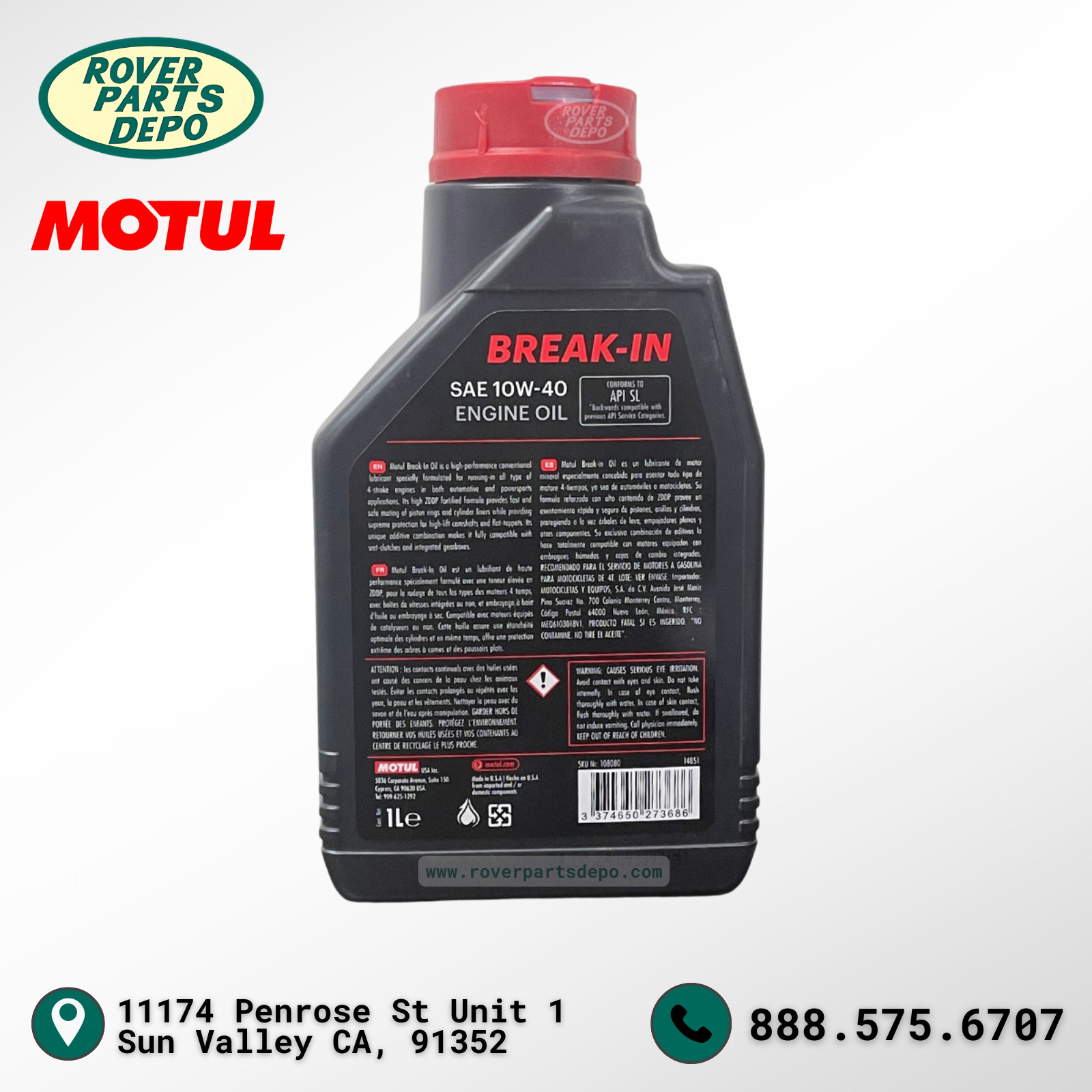 Motul Break-In 10W40 Mineral Classic Engine Motor Oil 1 Qt