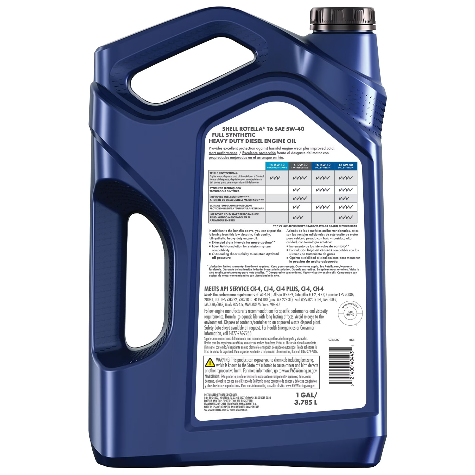 T6 Full Synthetic 5W-40 Diesel Engine Oil, 1 Gallon