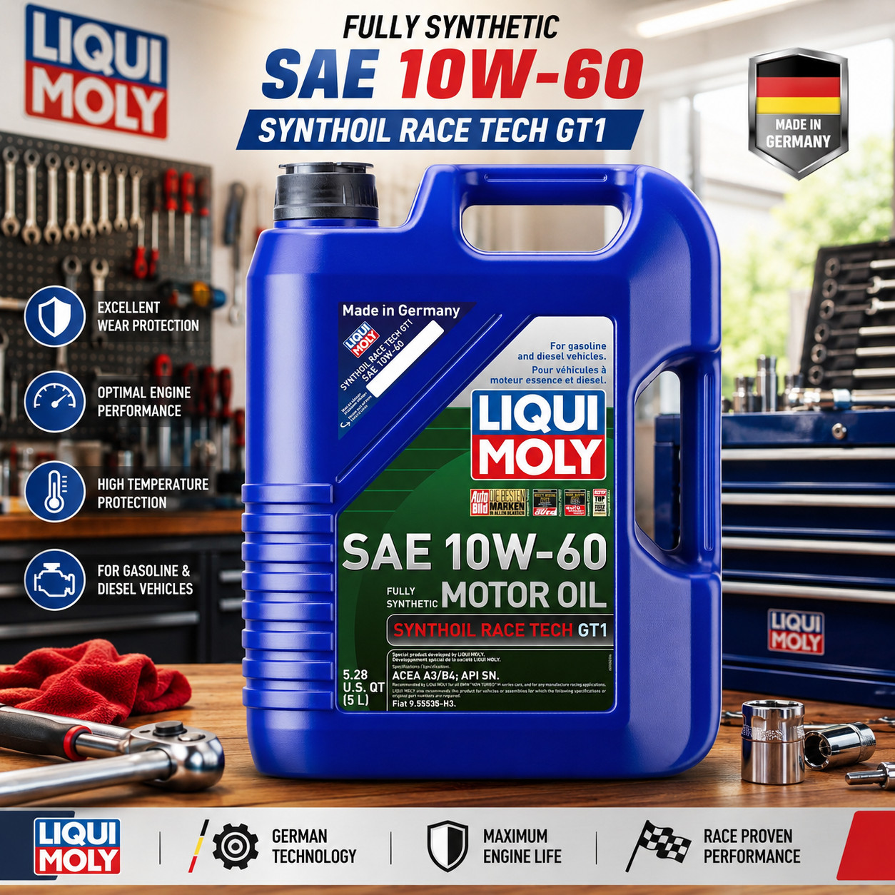 [FLASH SALE] LIQUI MOLY 2024 Synthoil Race Tech GT1 10W-60; 5 Liter