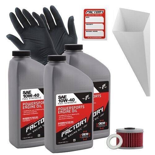 Factory Racing Parts 10W40 3Qt Oil Change Kit For Honda TRX300 TRX350 TRX400