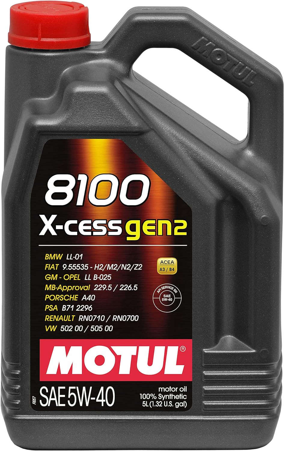 Motul (109776) 8100 X-Cess Gen2 5W40 – 100% Synthetic Engine Oil – 5 Liter
