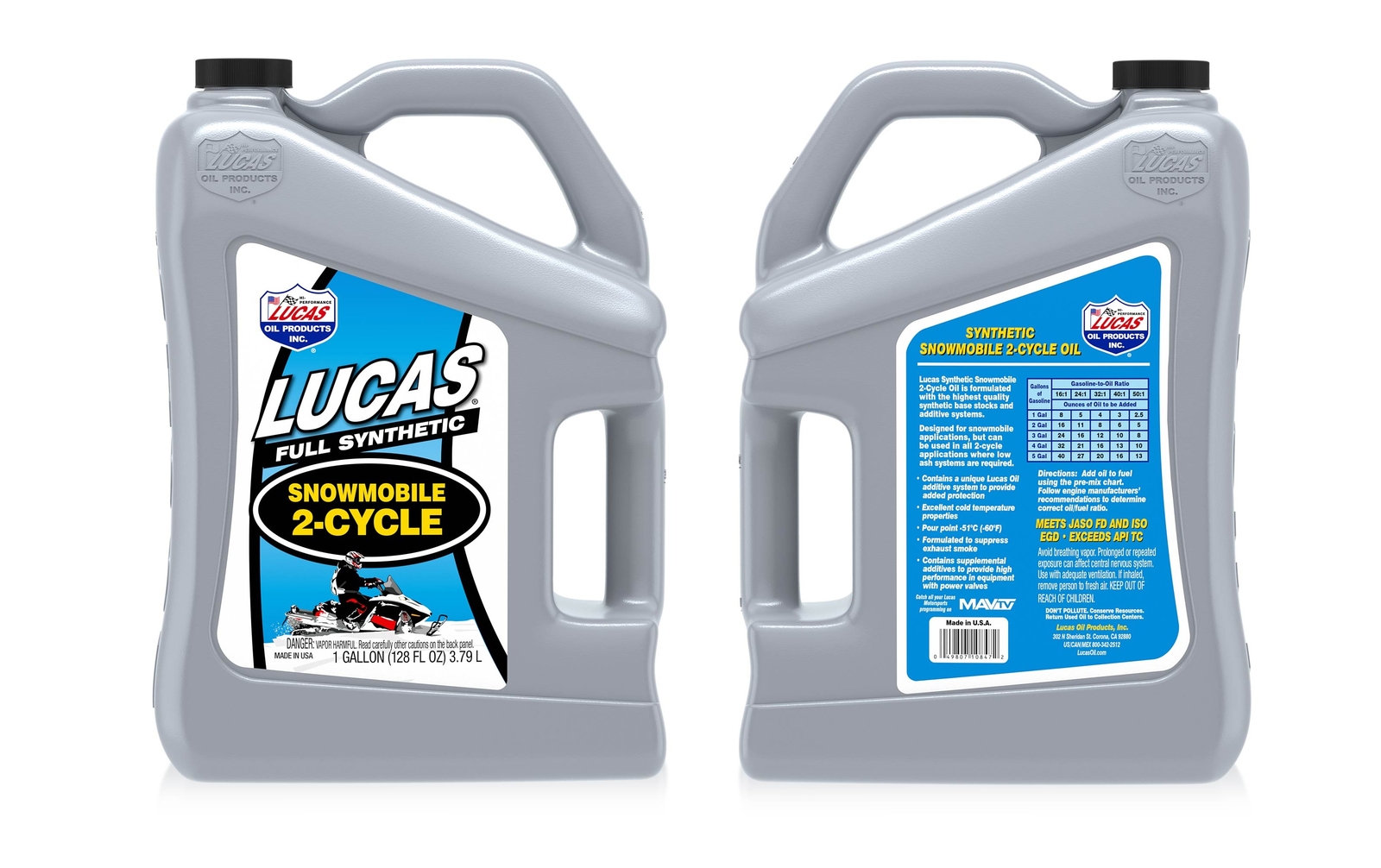 Lucas Front 2-Cycle Snowmobile Oil Synthetic Lubricant 4 Gallons Jugs 10847