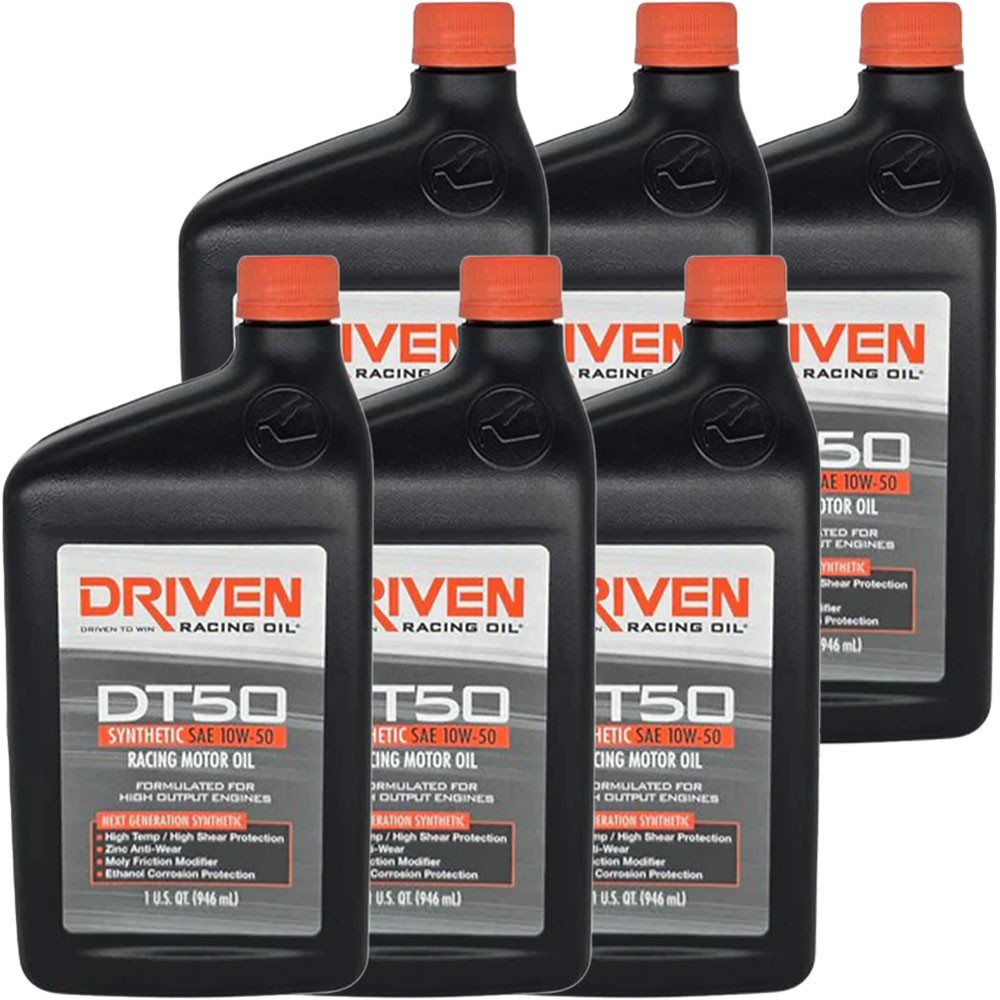 Driven Racing Oil 02806, DT50 Street Performance Oil, Synthetic 10W-50, 6 Quarts