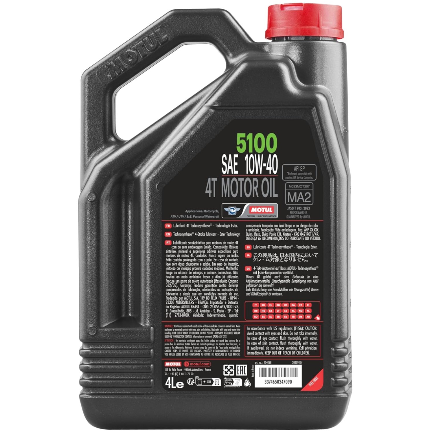 Semi-Synthetic Motorcycle Oil 4L – API SP JASO MA2 Certified