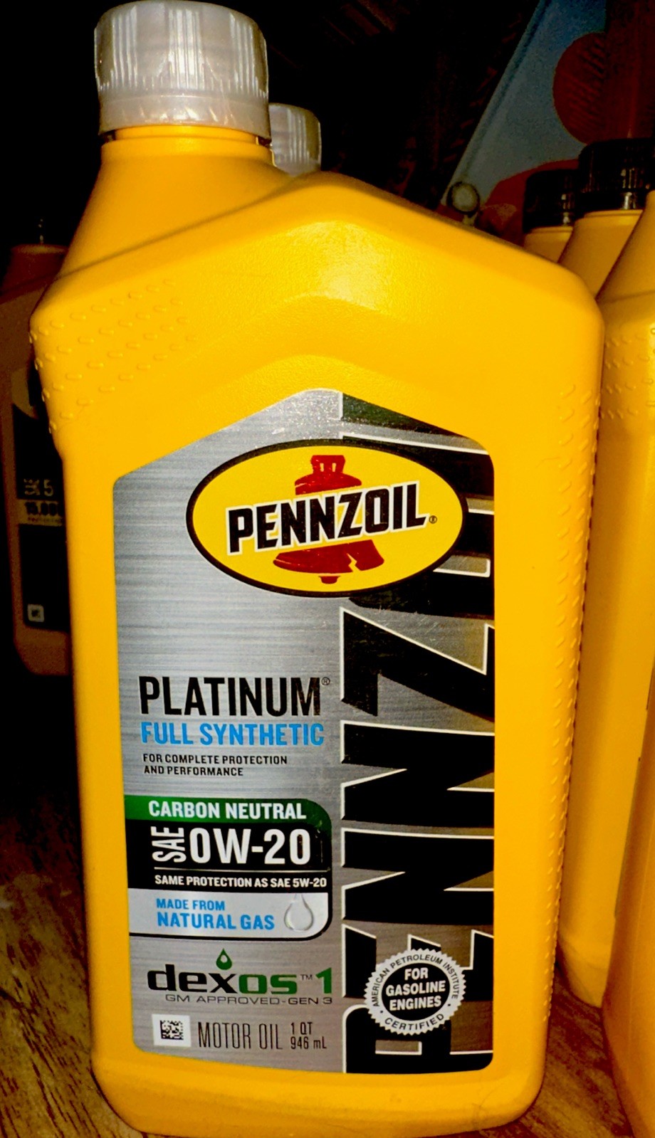 Pennzoil 0W20 Full Synthetic Motor Oil 1 Quart 946mL SAE 0W-20 10,000 Mile