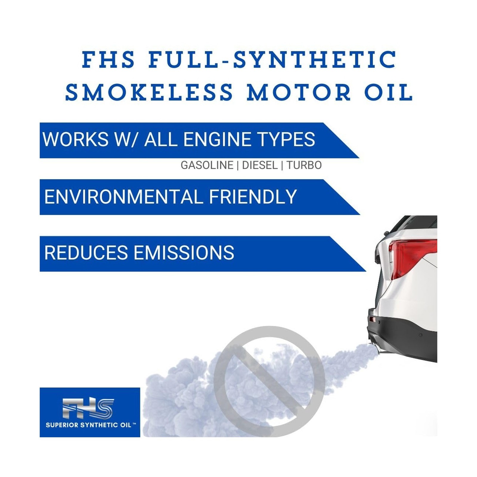 FHS Full-Synthetic Smokeless Motor Oil (5W-20) (1 Gallon Bottle) – High-Perfo…