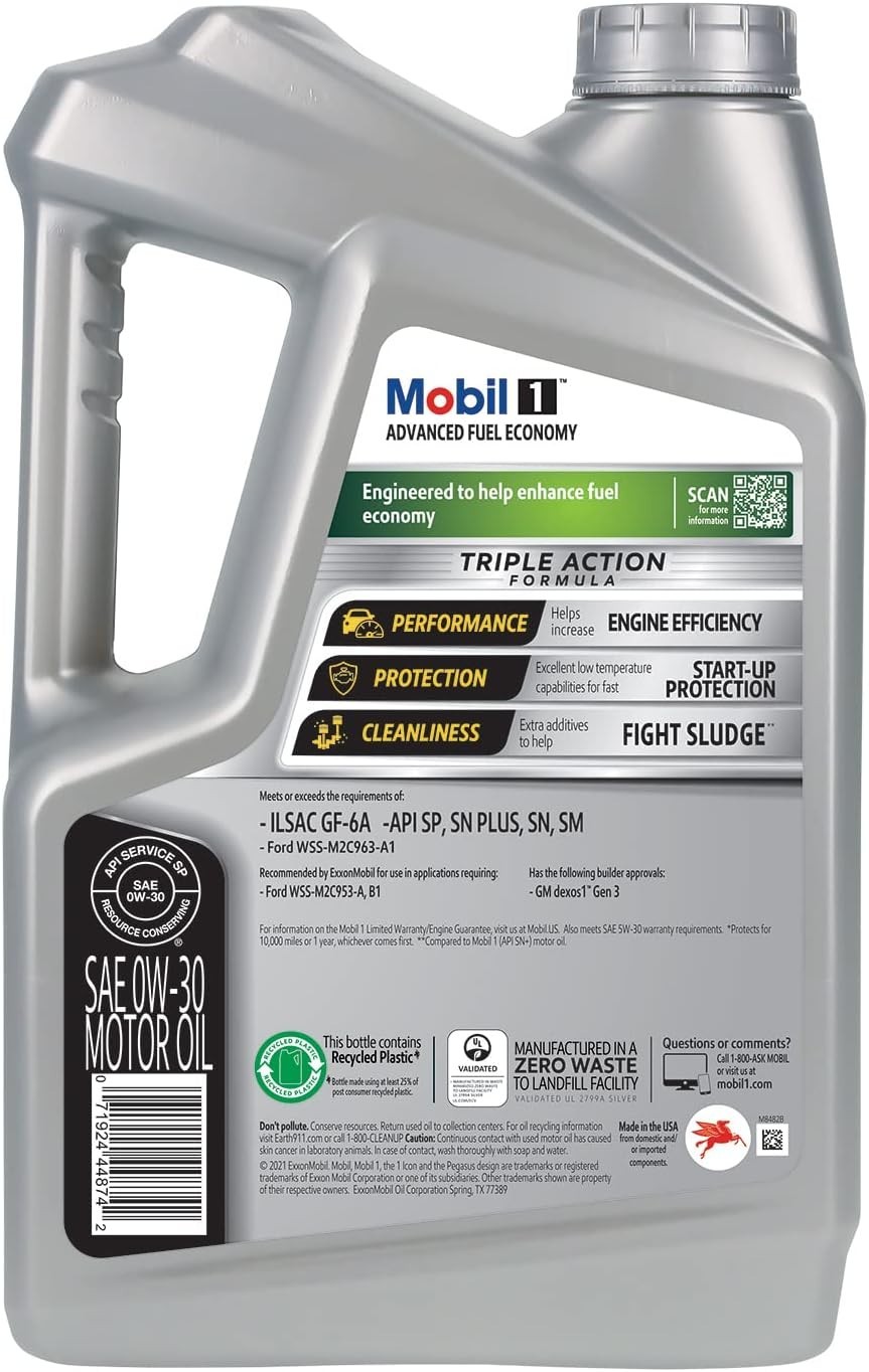 Mobil 1 Advanced Fuel Economy Full Synthetic Motor Oil 0W-30, 5 Quart