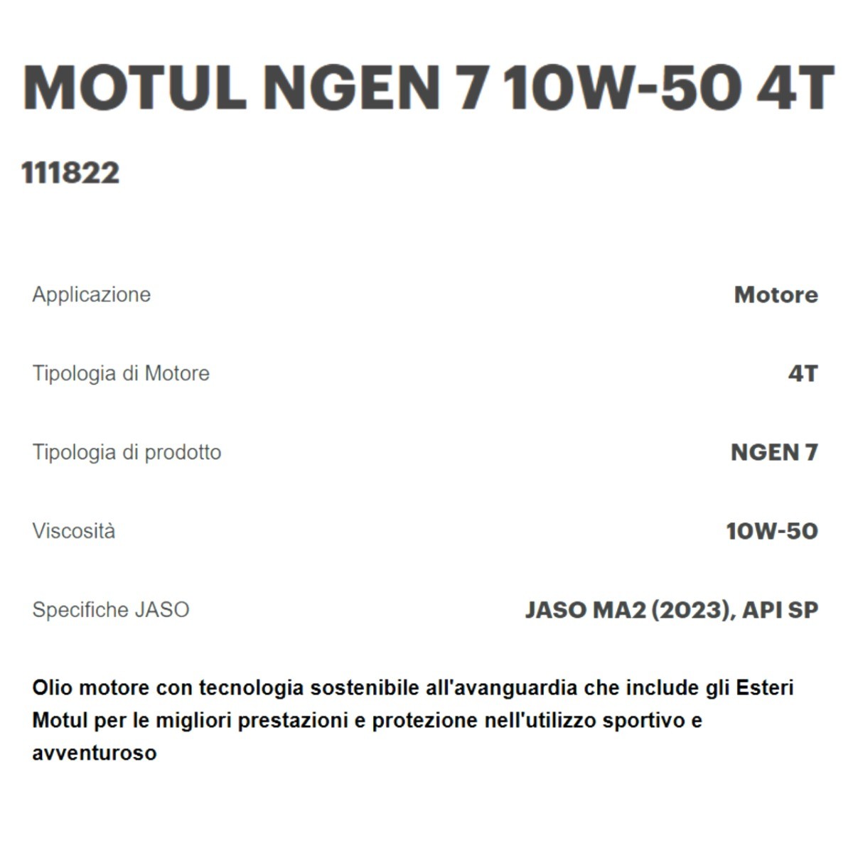 Maintenance Kit 4L Motul NGEN7 10W50 for Triumph Speed Triple EFI 885 1997-1999