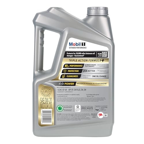 Mobil 1 Extended Performance Full Synthetic Motor Oil 0W-20, 5 5 Quart, Gray