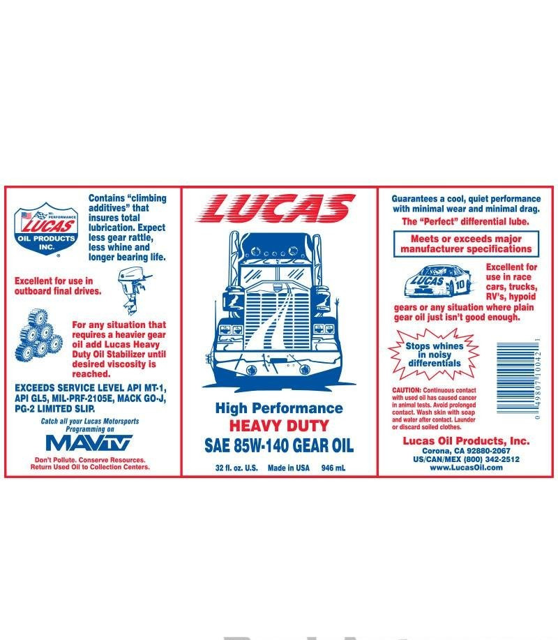SALE- 3 PACK- LUCAS OIL 10045 SAE 85W-140 Gear Oil; 1 Gallon
