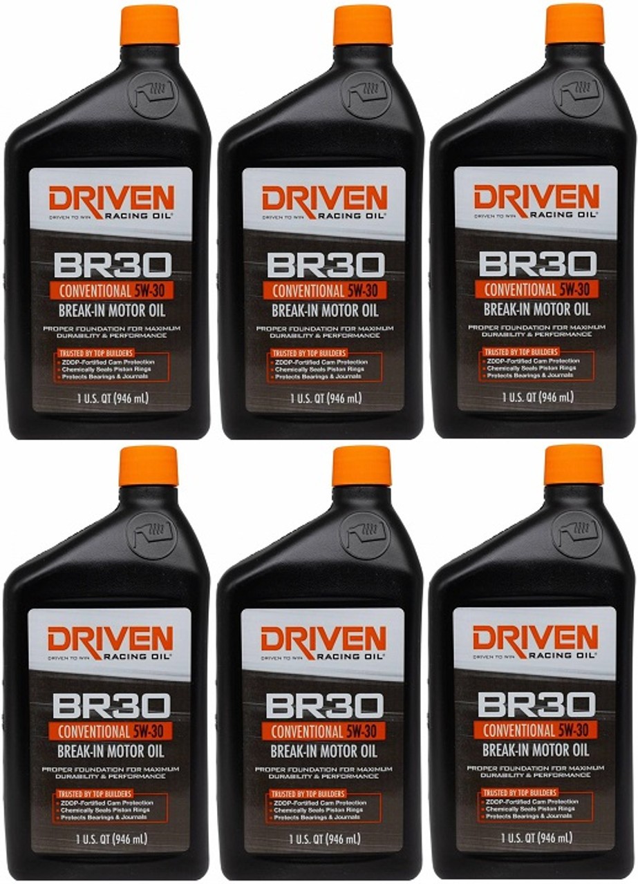 Driven Racing Oil BR30 5W-30 Conventional Break-In Motor Oil 1 Quart Pack of 6