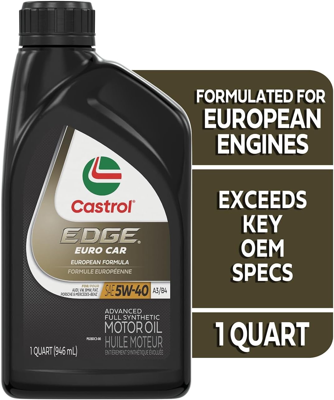 Quality EDGE Euro 5W-40 Advanced Motor Oil, 6 Bottles – For Optimal Engine Life