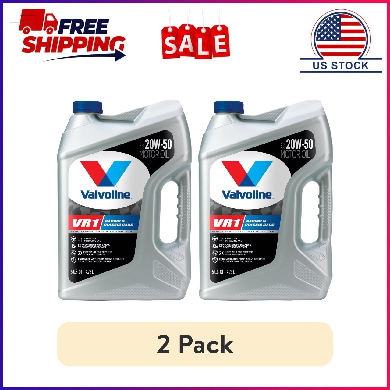 (2 pack) Valvoline VR1 Racing Motor Oil SAE 20W-50