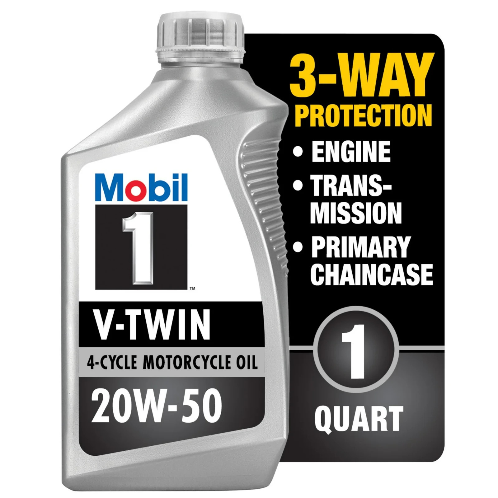 (6 pack) Mobil 1 V-Twin Full Synthetic Motorcycle Oil 20W-50, 1 Quart