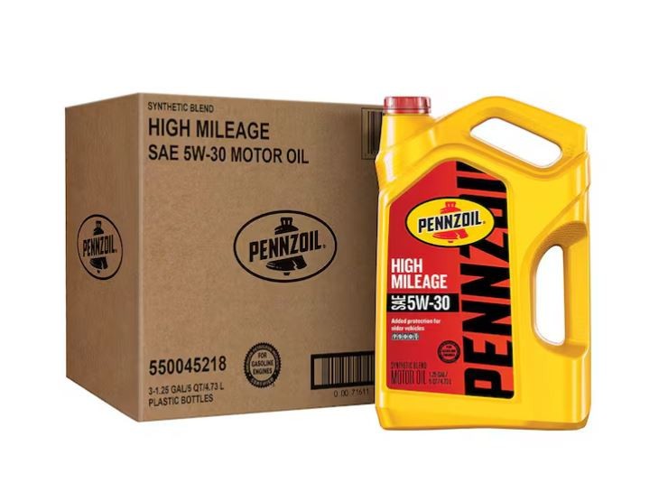 Pennzoil High Mileage SAE 5W-30 Synthetic Blend Motor Oil 5 Qt Wear Protection