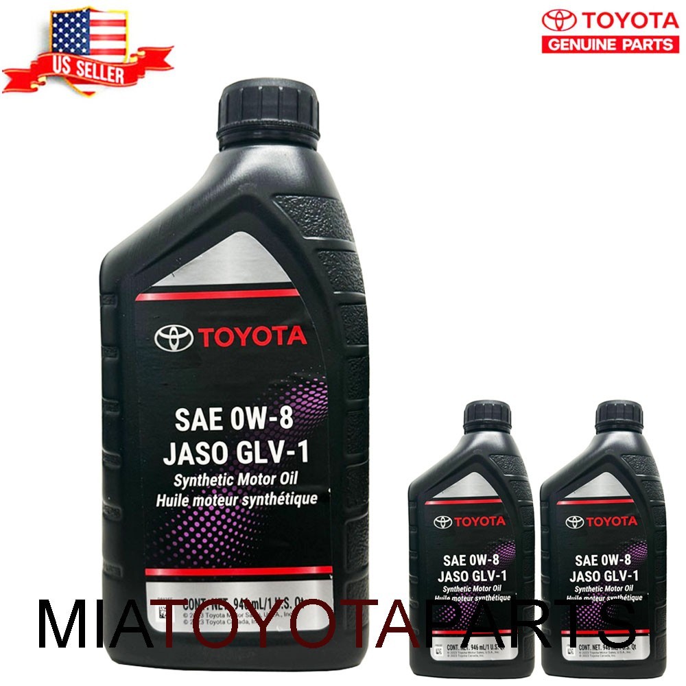 3 Quarts Genuine Toyota Synthetic Motor Oil 0W-8 JASO GLV-1 00279-08QTE-01