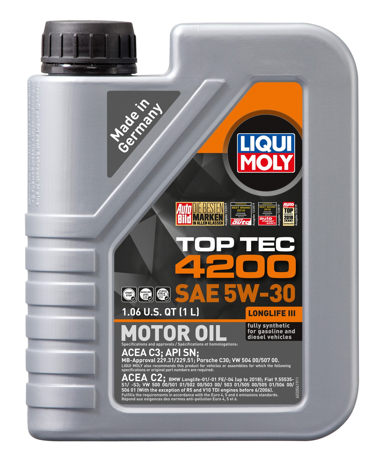LIQUI MOLY 1L Top Tec 4200 New Generation Motor Oil SAE 5W30 – Case of 6