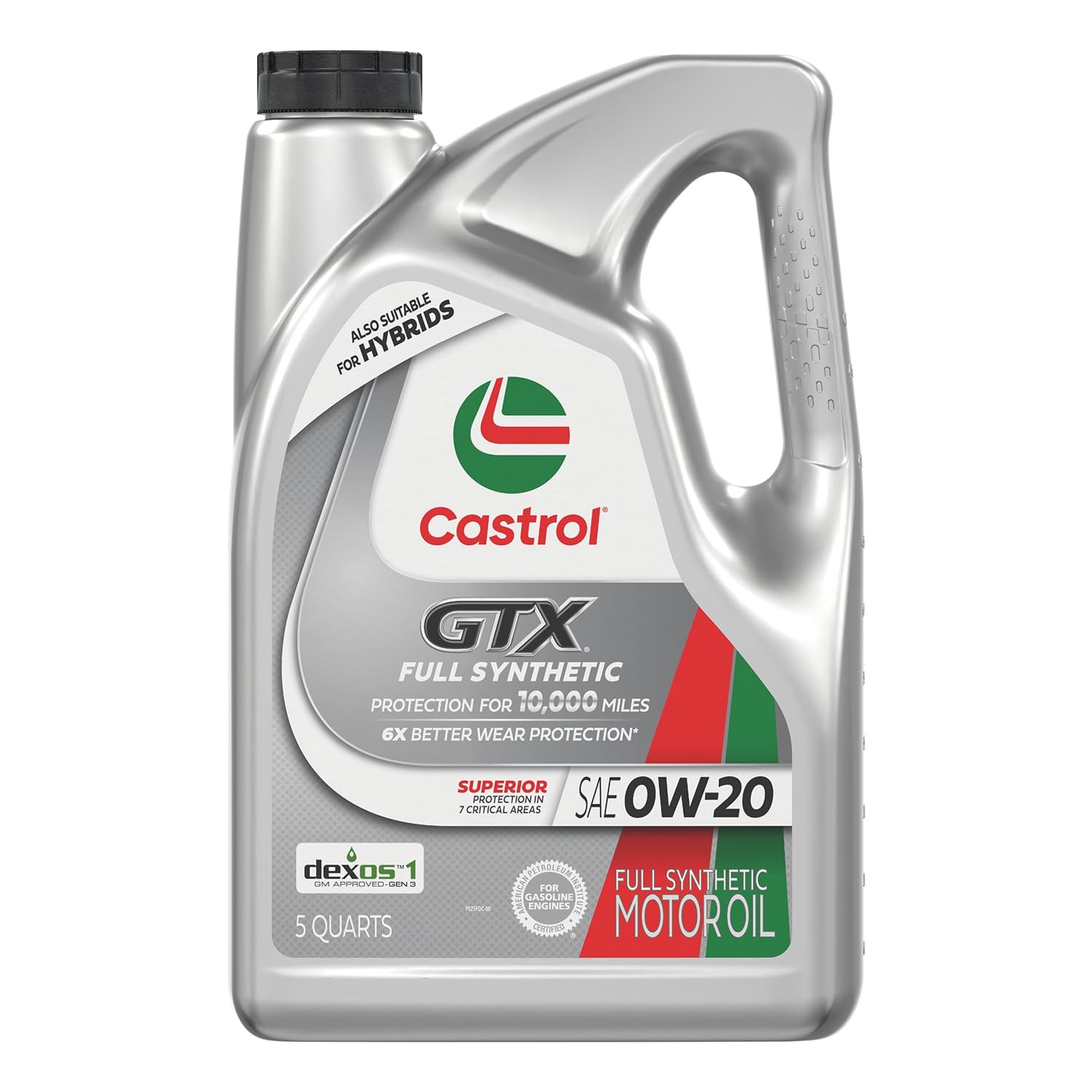 Castrol GTX Full Synthetic 0W-20 Motor Oil, 5 Quarts 5 Quarts, Amber