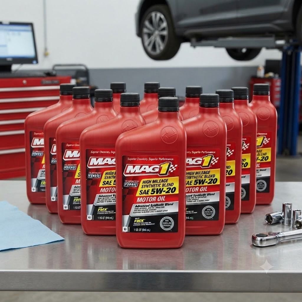 10 PACK- MAG1 5W20HM High Mileage; Synthetic Blend; SAE 5W-20; One Quart