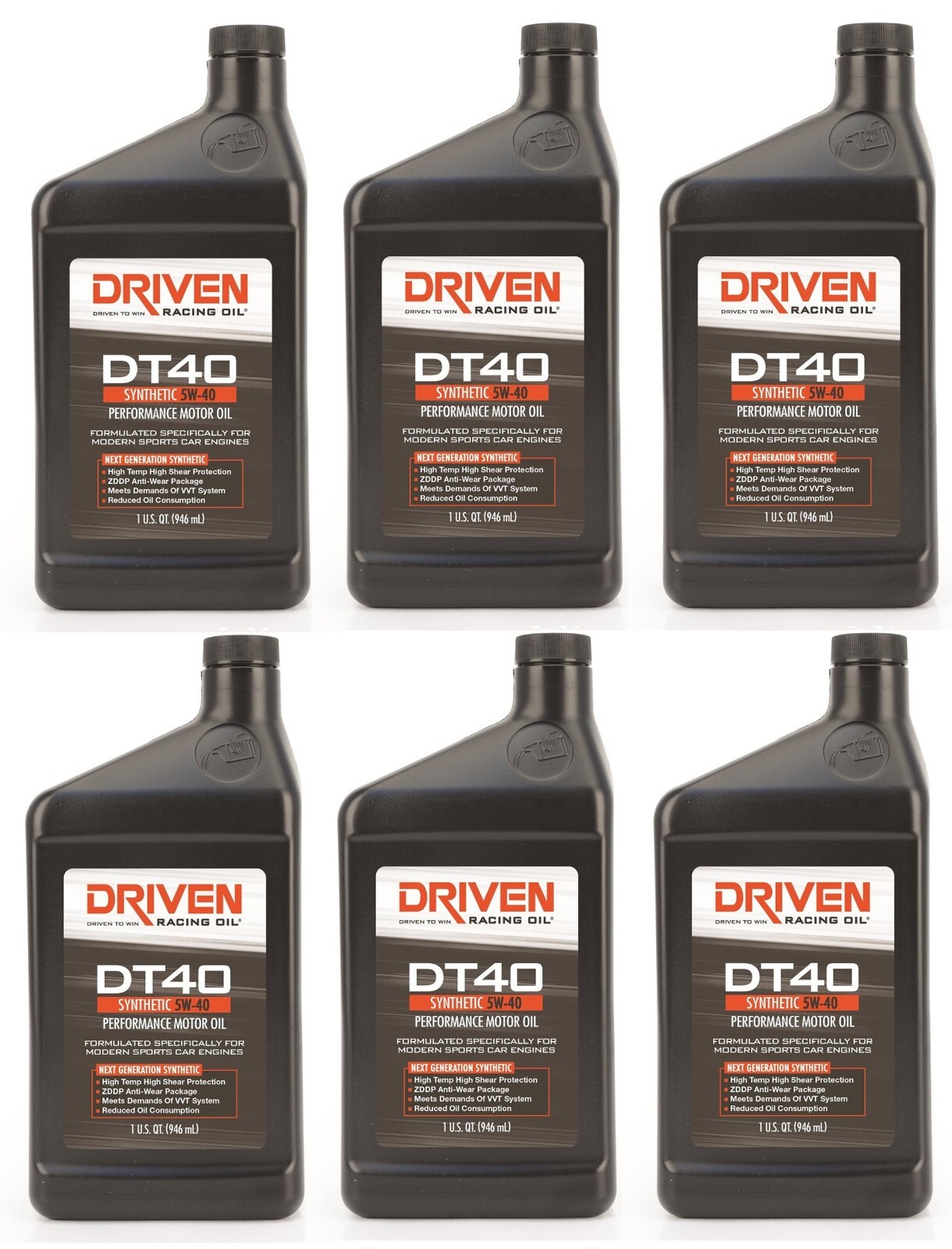 Driven DT40 Synthetic 5w-40 Motor Oil -Set of 6- High Temp High Performance Oil
