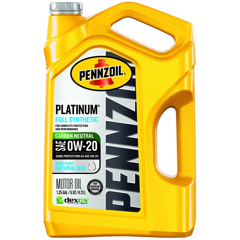 Pennzoil Platinum Full Synthetic Carbon Neutral SAE 0W-20 Motor Oil Dexos 5 Qts