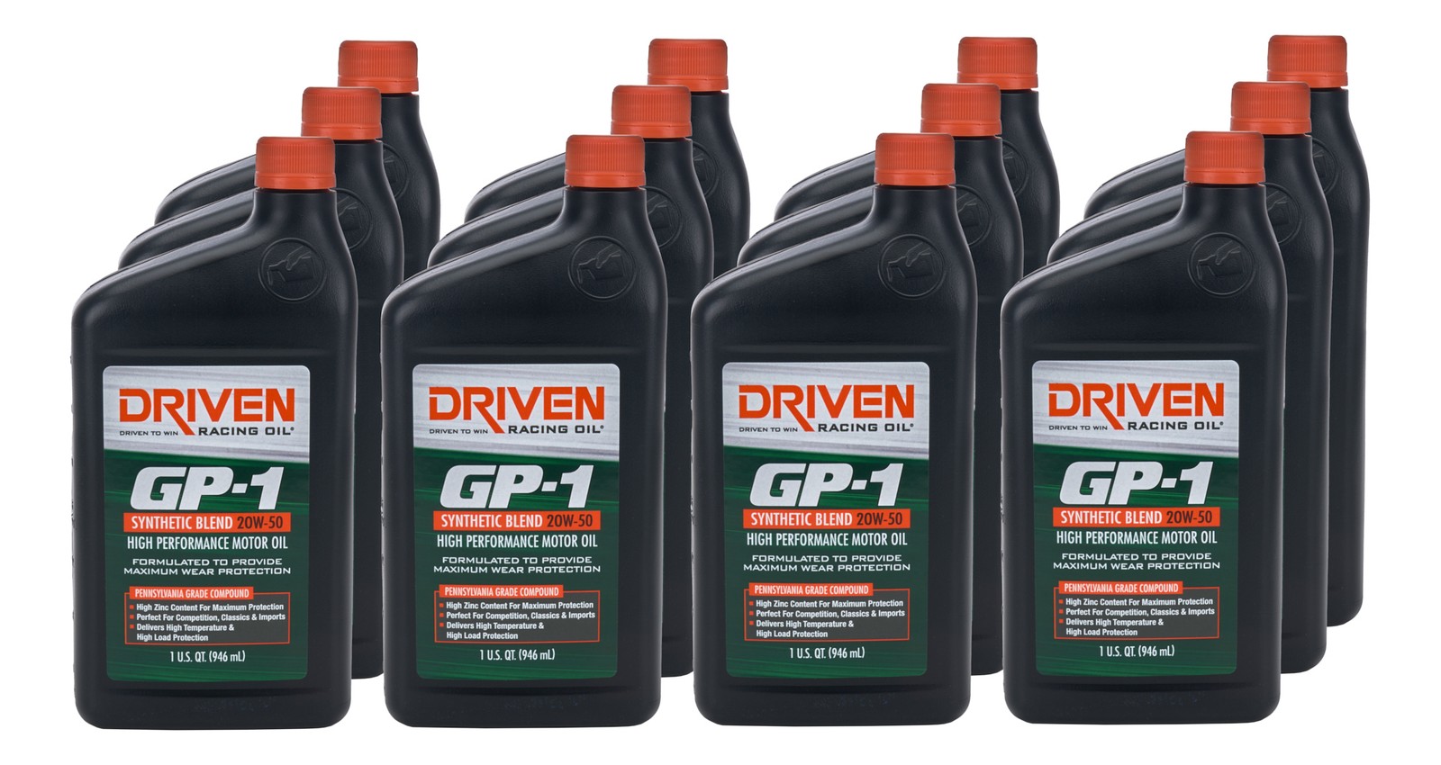 Driven Racing Oil GP-1 20W50 Semi-Synthetic Motor Oil 12 x 1 Quart Bottles