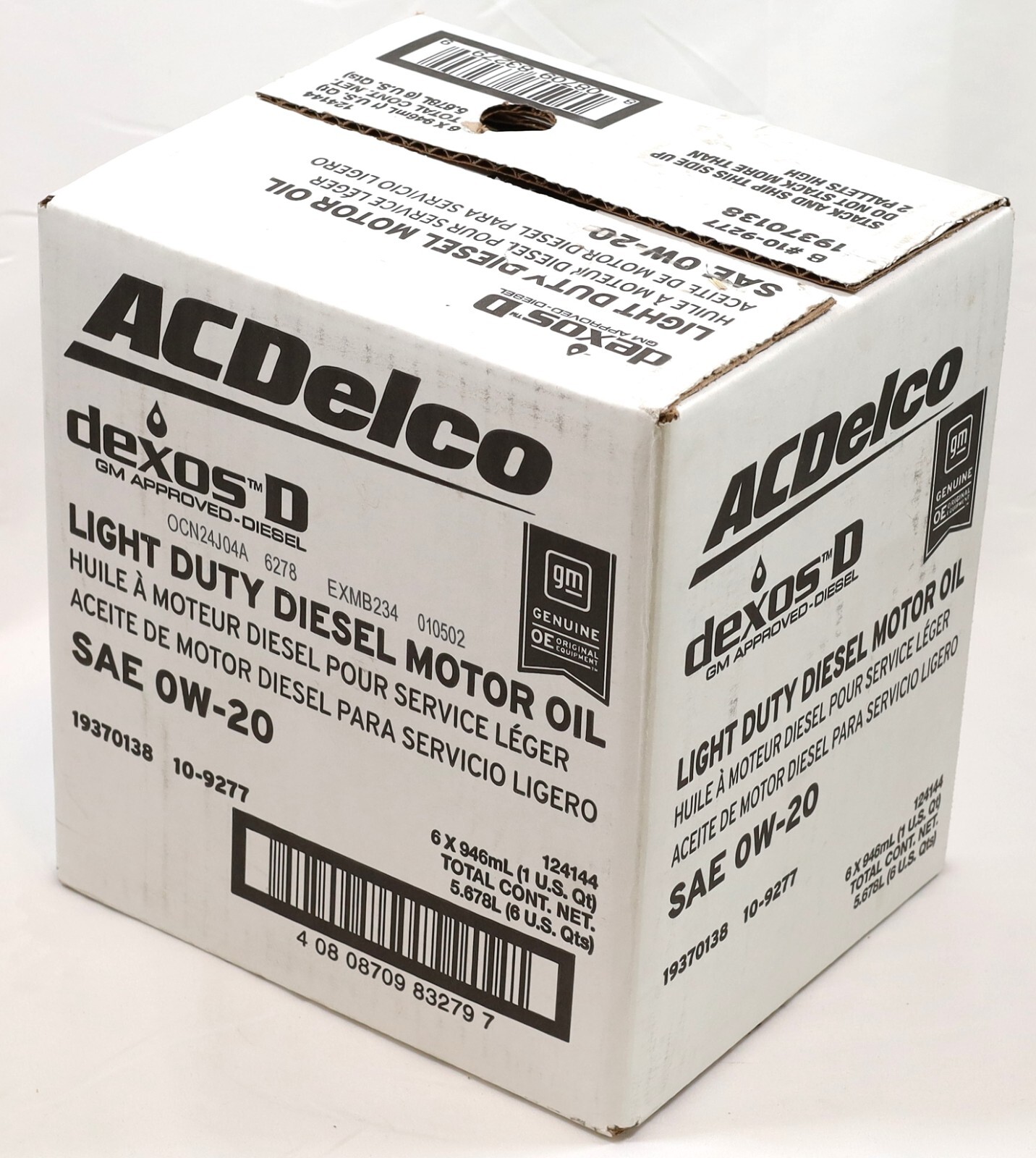 (x6) ACDelco 0W-20 dexosD Diesel Motor Oil 10-9277 19370138 3.0L LM2 LZ0 Duramax