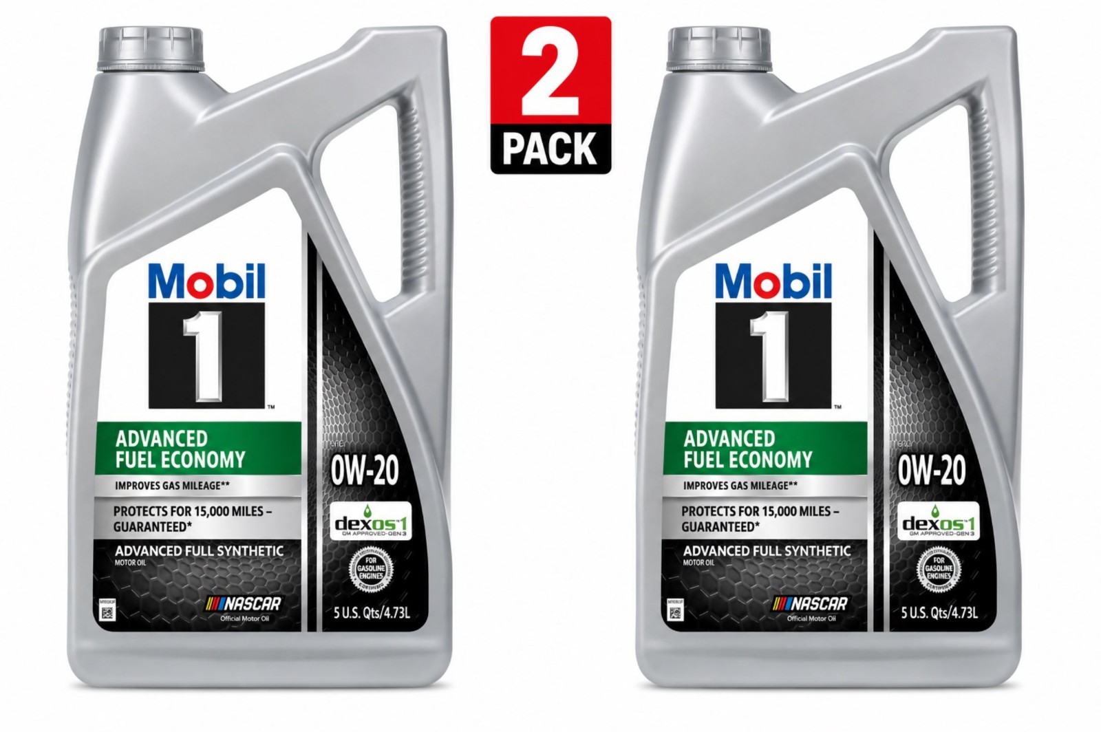 2Pack Mobil 1 Advanced Fuel Economy Standard Full Synthetic 0W-20 Engine Oil 5Qu