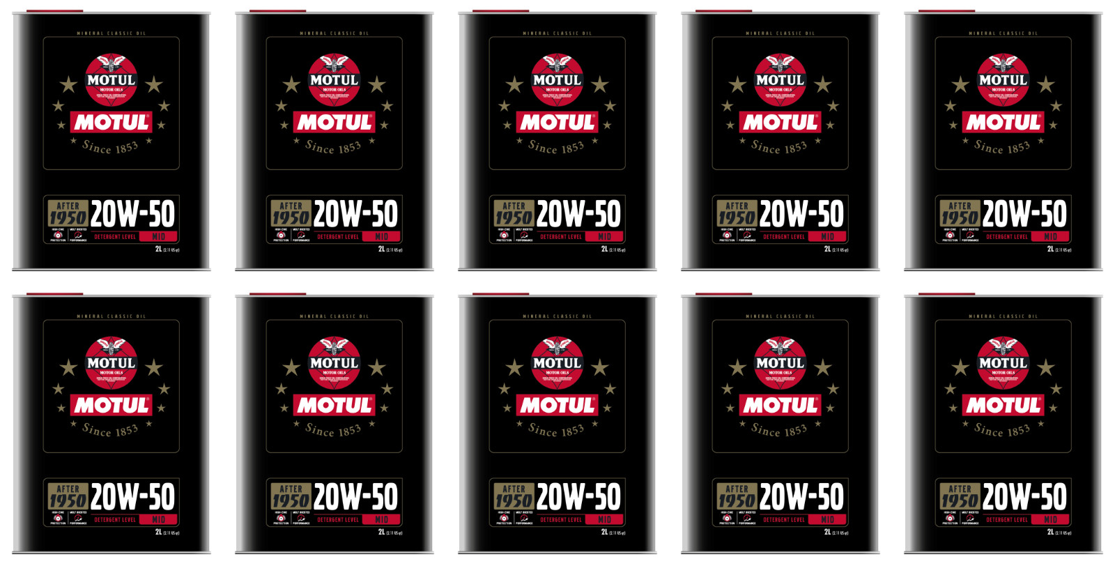 Motul Classic Performance Premium Multigrade Set of 10 2L Engine oil 20W-50