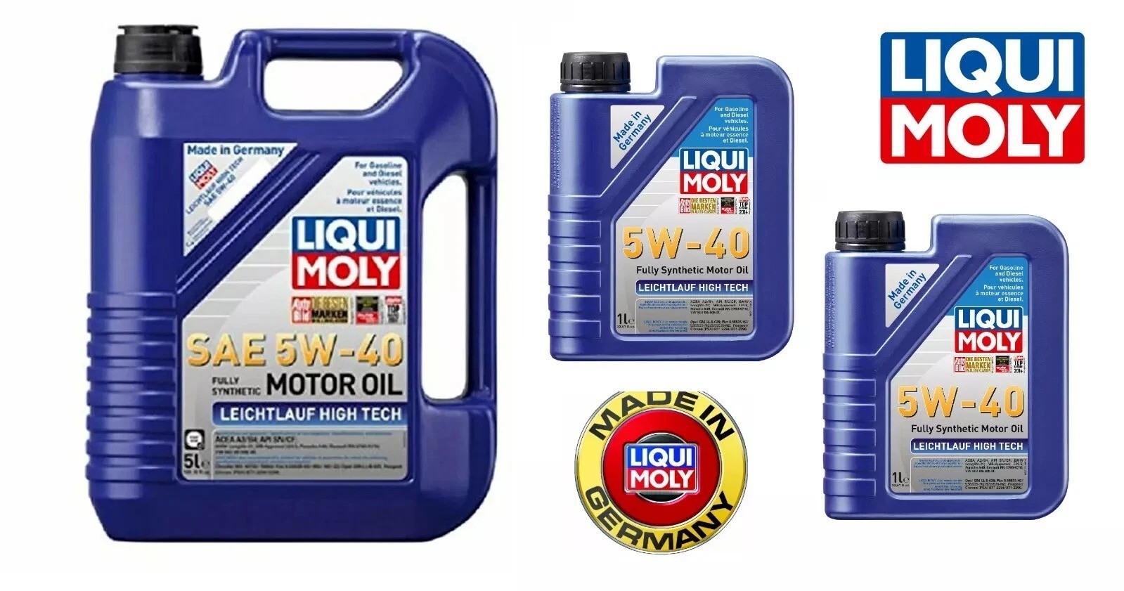 7-Liters Liqui Moly LEICHTLAUF HIGH TECH 5W-40 Full Synthetic Engine Oil