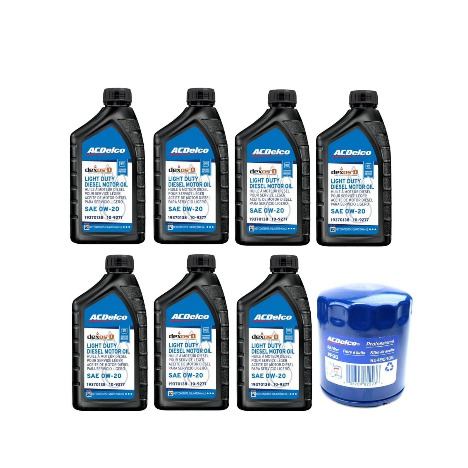ACDelco DexosD Oil Change Kit 0W-20 Light Duty Diesel Engine Oil 19370138, 10…