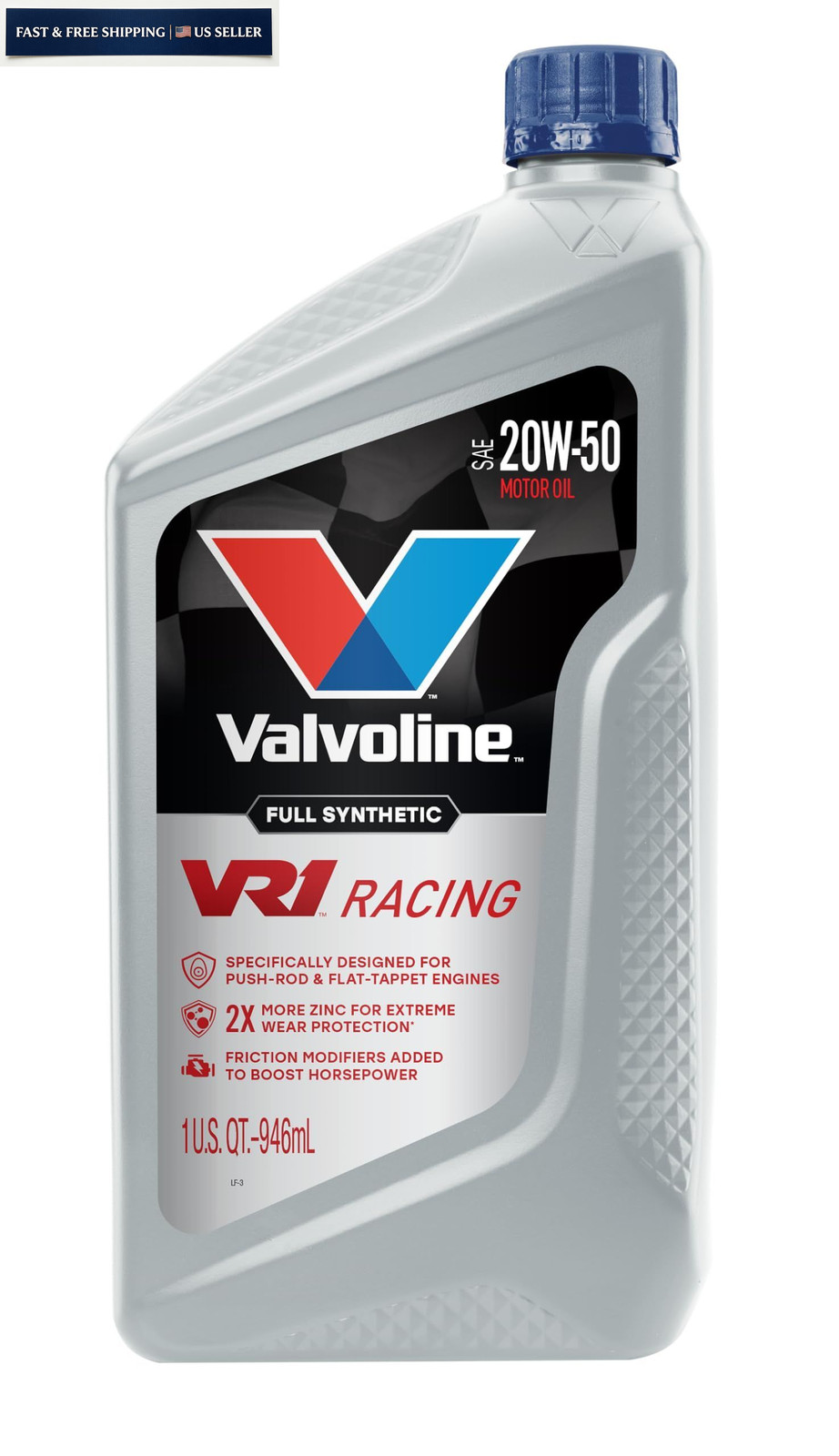 Valvoline VR1 Racing Synthetic SAE 20W-50 Motor Oil 1 QT 1 QT, Gold