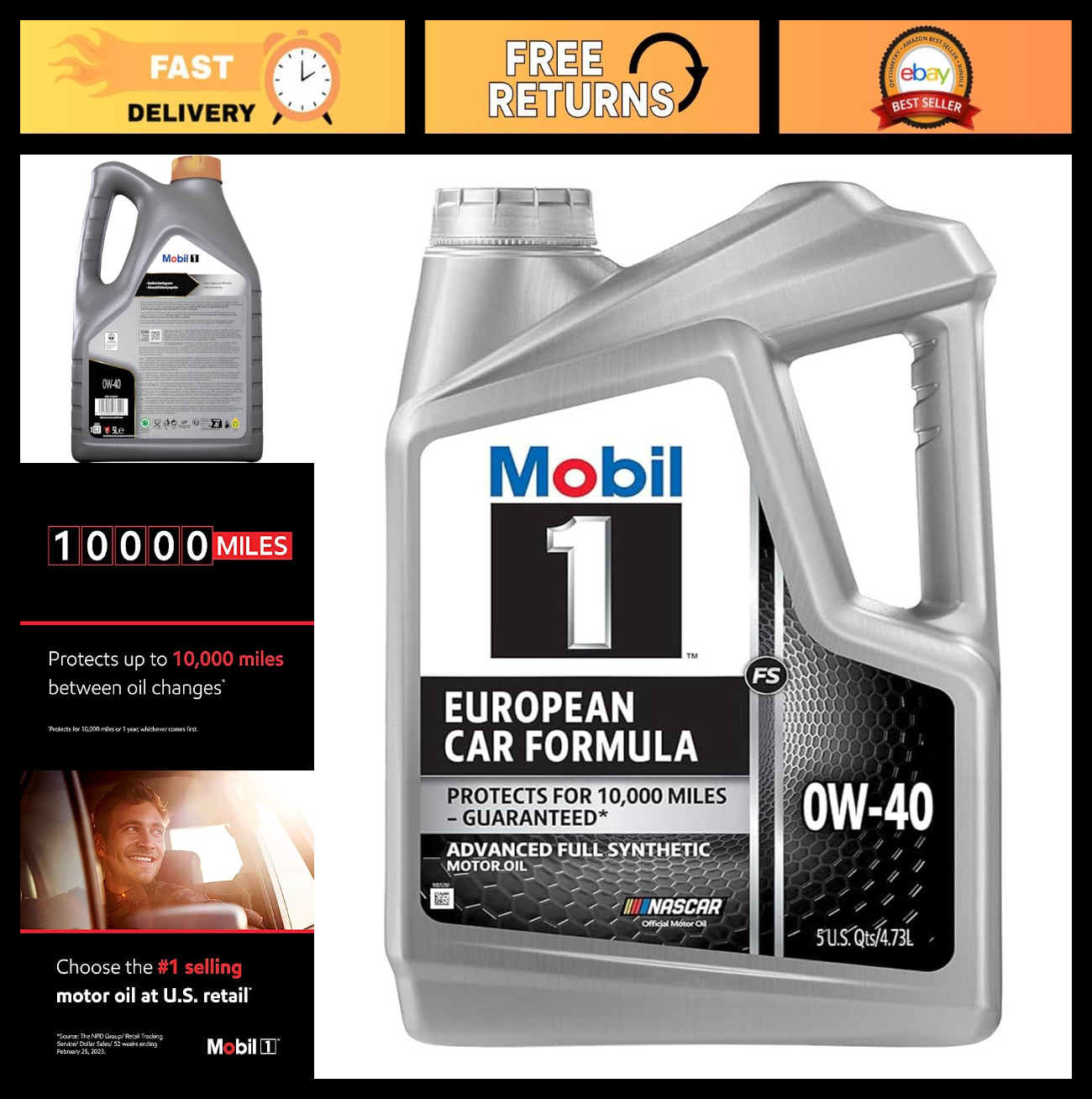 Full Synthetic Motor Oil 0W-40 for European Cars, 5 Quart – High Performance Oil